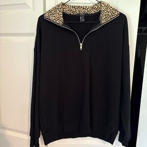 Forever 21 Black Sweatshirt with Leopard Color - Size S